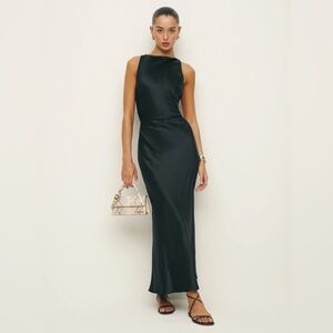 REFORMATION - Casette Silk Dress - BLACK